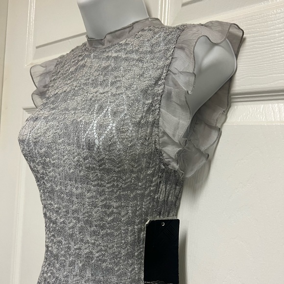 PRESS Grey Ruffled Knit Top - Picture 3 of 10